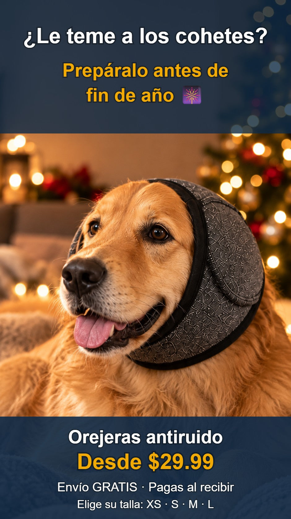 Orejeras Antiruido para Perros – Protección contra Pirotecnia y Ruidos Fuertes